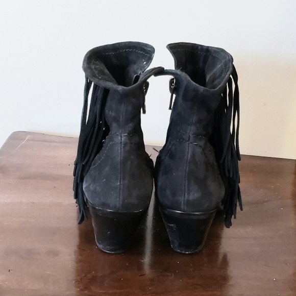 Sam Edelman Women's Louie Black Suede Fringe Ankle Zip Up Boots Size 7 - Picture 6 of 11